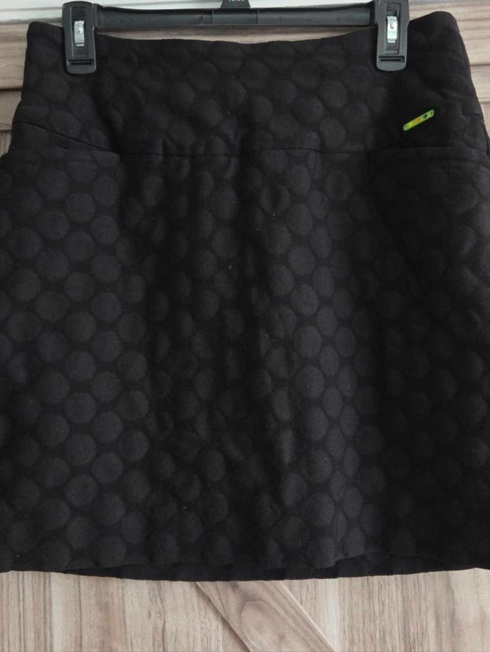 Swing Glow Black Textured Circle-Pattern A-Line Skort